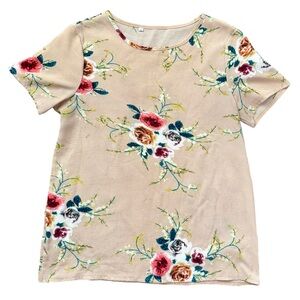 NWOT SHEIN TAN FLORAL TEE SHIRT // SIZE SMALL🌸